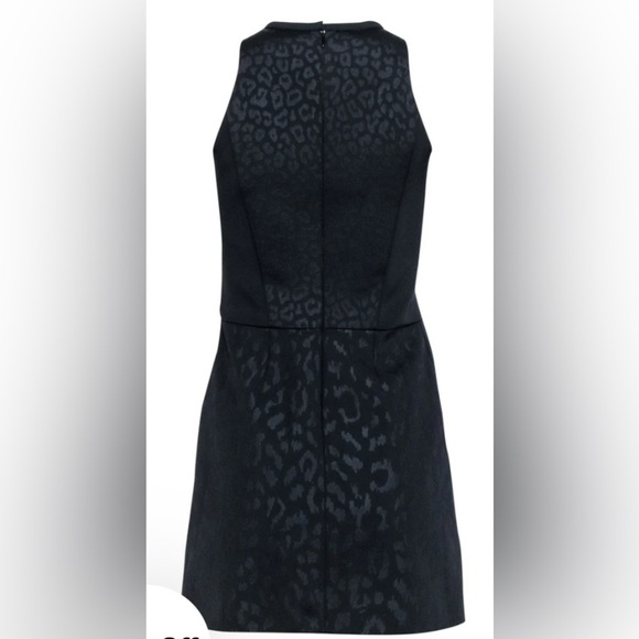 Maje - Black Leopard Print Scuba Knit Dress W/ Keyhole Neckline Sz 4-6 - Picture 8 of 9